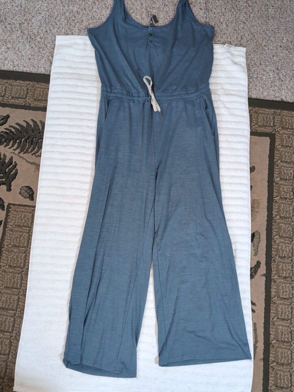 Vuori Falls Jumpsuit Size XL Blue Light Azure Heather One Piece Athleisure